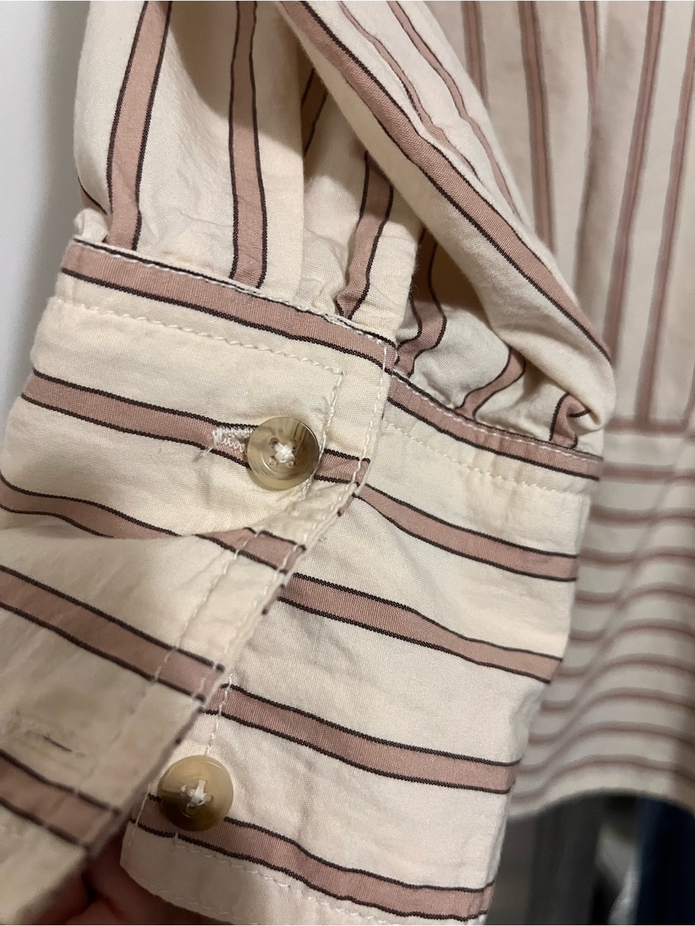 We The Free Cream Button-Down with Tan Stripes - Picture 6 of 8